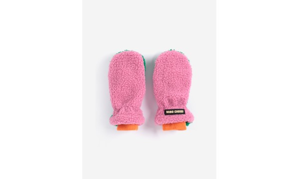BOBO CHOSES Pašiltintos pirštinės COLOR BLOCK PINK